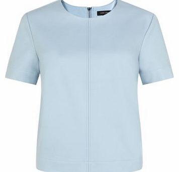 New Look Pale Blue Leather-Look T-Shirt 3212691