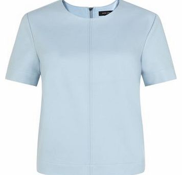 New Look Pale Blue Leather-Look T-Shirt 3212693