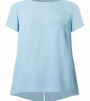 Pale Blue Longline Split Back T-Shirt 3263742