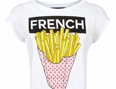 New Look Petite White French Fries Print T-Shirt 3244589