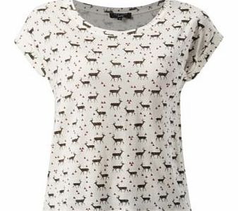 Petite White Stag Print T-Shirt 3251549