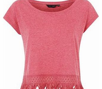 New Look Pink Fringe Hem T-Shirt 3163208