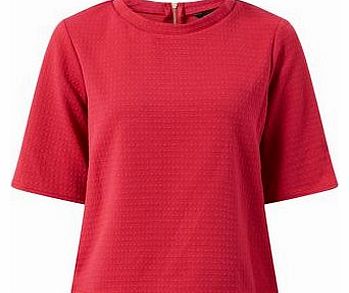 New Look Pink Textured Zip Back T-Shirt 3176589