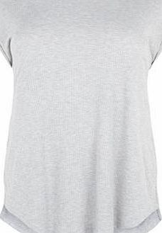 New Look Plus Size Grey Ribbed Side Split T-Shirt 3415958