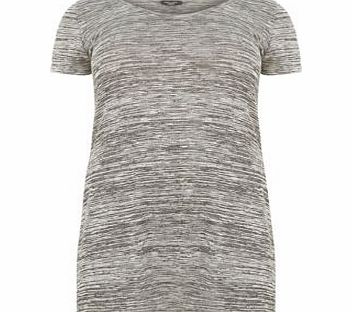 New Look Plus Size Grey Space Dye Split Side T-Shirt