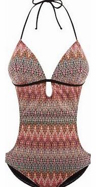 Purple Aztec Crochet Cut Out Swimsuit 3168800