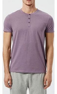 New Look Purple Basic Grandad Collar Button Up T-Shirt