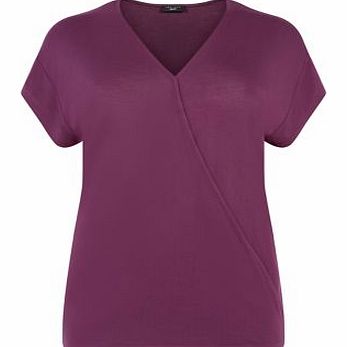 New Look Purple Crepe Wrap Front T-Shirt 3245595