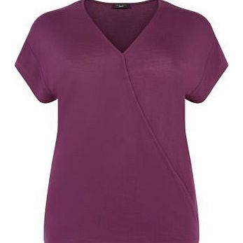 New Look Purple Crepe Wrap Front T-Shirt 3245595