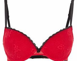 New Look Red Contrast Trim Lace T-Shirt Bra 3242900