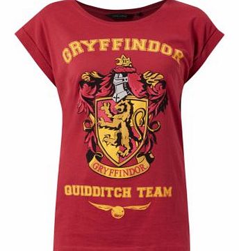 New Look Red Gryffindor Rolled Sleeve T-Shirt 3246136