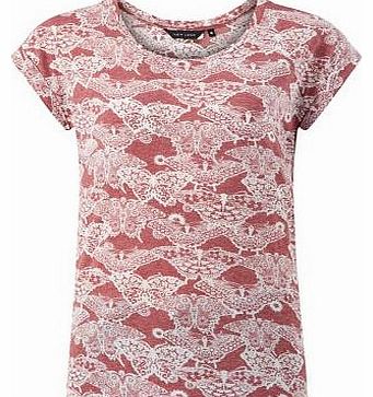 Red Oriental Butterfly Print T-Shirt 3185001