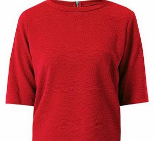New Look Red Zig Zag Textured Zip Back T-Shirt 3229518