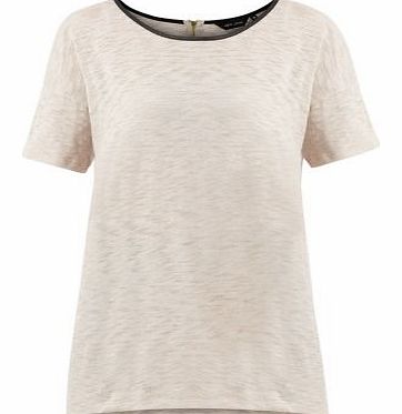 Shell Pink Leather-Look Trim T-Shirt 3191359