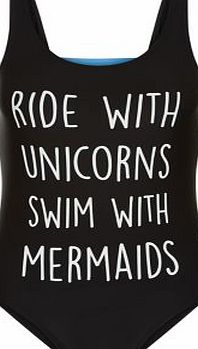 New Look Teens Black Ride With Unicorns Swimsuit 3478067