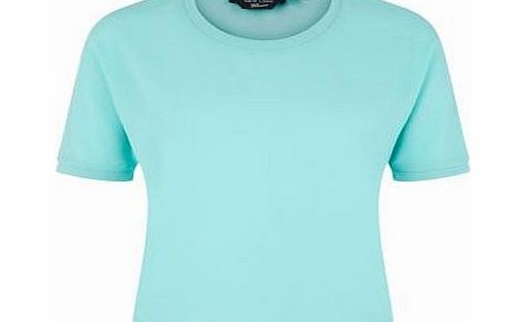 New Look Teens Light Blue Crepe Ribbed Neck T-Shirt 3266343