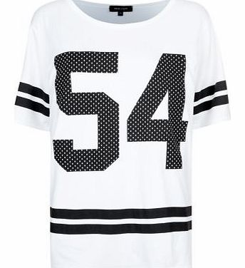 New Look White 54 Print Baseball T-Shirt 3297543