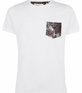 New Look White Contrast Space Print Pocket T-Shirt 3229122