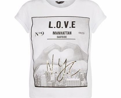 New Look White Foil Love NYC T-Shirt 3375083