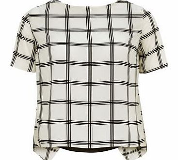 New Look White Grid Print Wrap Back T-Shirt 3319182