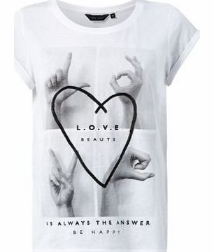 New Look White Hand Photo Print T-Shirt 3246283