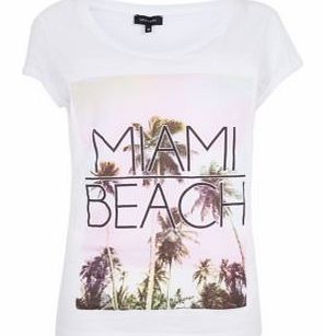 New Look White Miami Beach T-Shirt 3138792