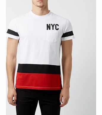 New Look White NYC 89 Block Colour T-Shirt 3241544