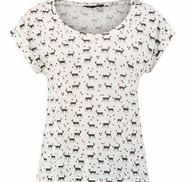 New Look White Stag Print T-Shirt 3226027