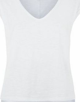 New Look White V Neck Split Side T-Shirt 3418336