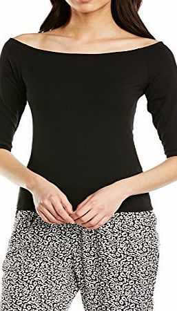 New Look Womens Bardot 3/4 Sleeve T-Shirt, Black, Size 18