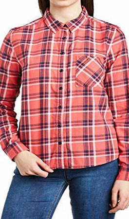 New Look Womens Sylvia Check Pocket Long Sleeve Shirt, Coral, Size 12