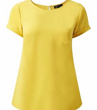 New Look Yellow Crepe Longline T-Shirt 3267404