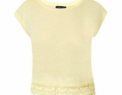 New Look Yellow Crochet Hem T-Shirt 3144876