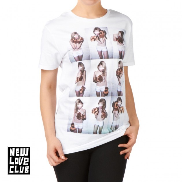 New Love Club Womens New Love Club Bear Paws T-Shirt - White