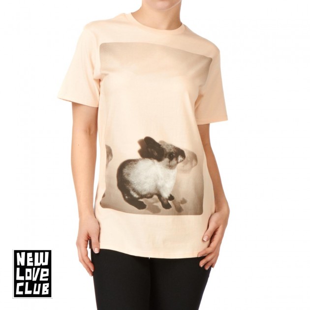 New Love Club Womens New Love Club Rabbit T-Shirt - Peach