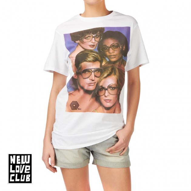 New Love Club Womens New Love Club Retro Ad T-Shirt - White