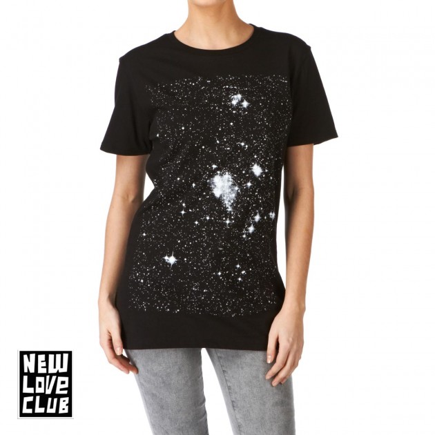 Womens New Love Club Starry T-Shirt - Black