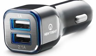 New Trent (1PC): Dual High-Speed USB Port Car Charger w/ Free Micro-USB Charging Cable (NT85T)