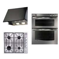 New World Built Under Double Oven- Gas Hob and Integrated Hood Pack