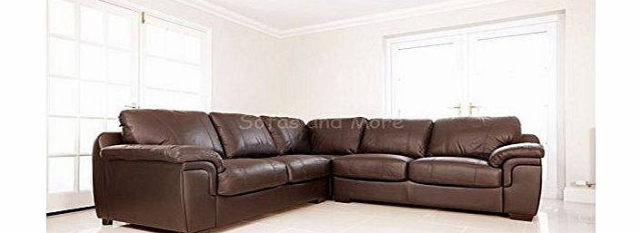 New York Dallas Chocolate Brown PU Leather Large corner Group Sofa Suite