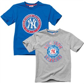 New York Yankees NYY Junior Raegan Two Pack T-Shirts Blue/Grey