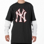 New York Yankees NYY Junior Sparks Long Sleeve T-Shirt Charcoal