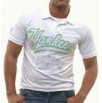 New York Yankees NYY Mens Applique Polo Shirt White