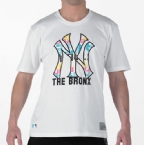 New York Yankees NYY Mens Bronx Print T-Shirt White