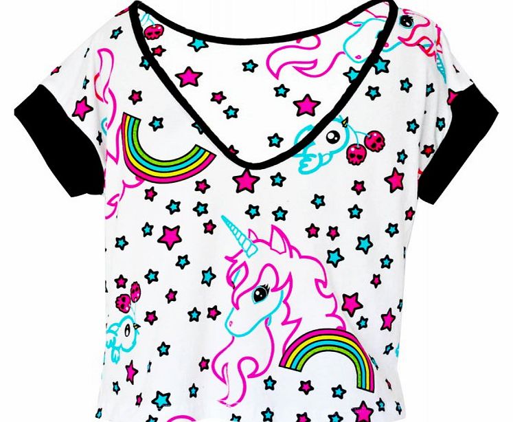 NewBreed Girl Fantasize Unicorn Crop T-Shirt