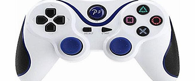 Wireless Bluetooth Gamepad Controller for Sony Playstation 3 PS3 (White Blue)