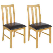 Pair Of Dining Chairs, Oak Finish