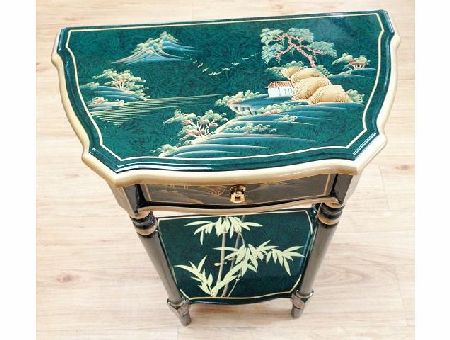Newquay-Bonsai Oriental Furniture Mottled Green with Artistry Chinese Lacquered Hallway Table