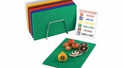 Nextday Catering Equipment Supplies UK Hygiplas Low Density Chopping Board Set - Set includes 6 boards, stainless steel rack and wipe clean