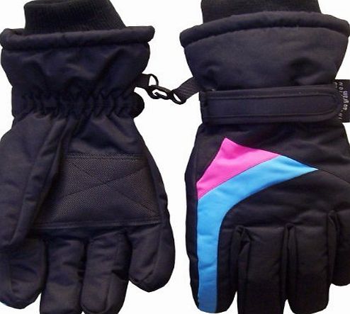 NIce Caps TM Girls Colorblocked Ski Glove - 4-7Yrs, Black/Turq/Fuchsia